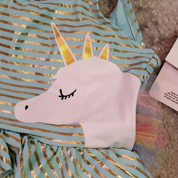 NWT Floatimini Unicorn swimsuit sz 4 & Bunny stuffed animal - Picture 4 of 6